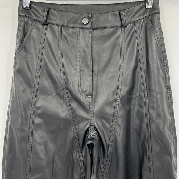 Atlein‎ Collective Black Faux Vegan Leather Pants Straight Leg Women’s Size 8 - Picture 4 of 10